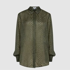 Reiss | Lucinda Silk Blend Burnout Pattern Blouse